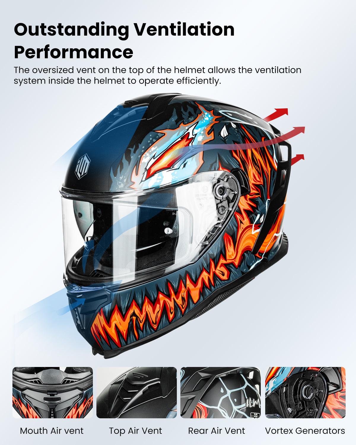 ILM Motorcycle Full Face Street Racing Helmet Model MF567 - Image 10