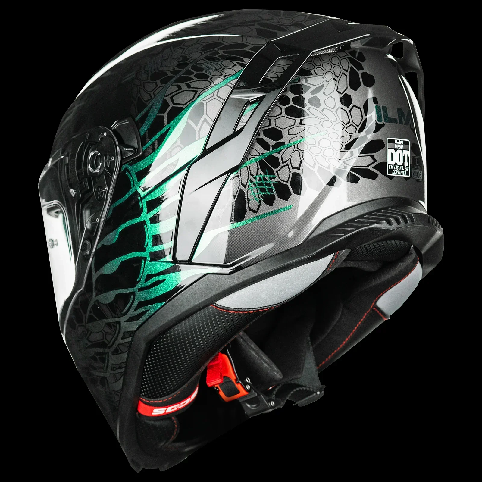 ILM Motorcycle Full Face Street Racing Helmet Model MF567 - Image 6