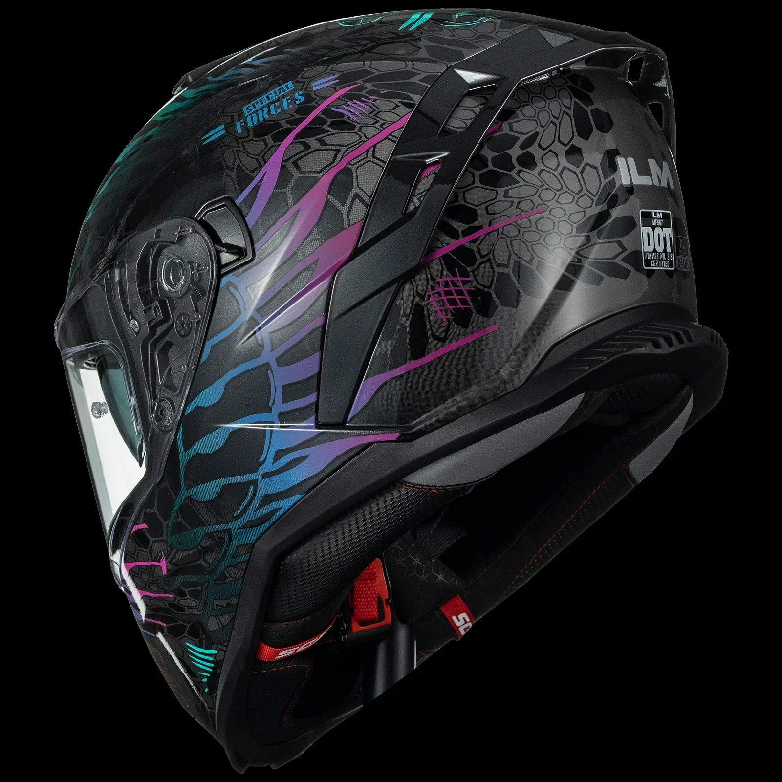 ILM Motorcycle Full Face Street Racing Helmet Model MF567 - Image 8