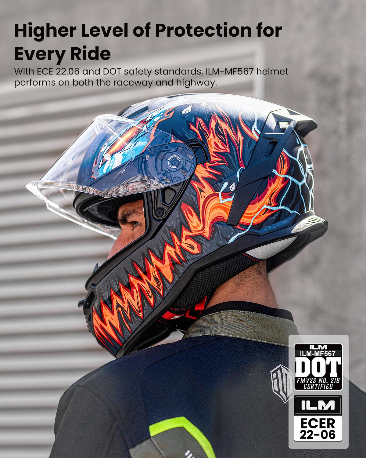 ILM Motorcycle Full Face Street Racing Helmet Model MF567 - Image 9